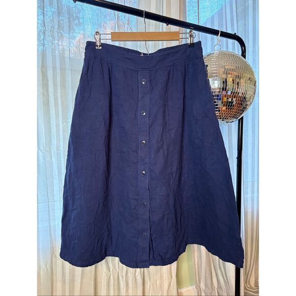 Pact Navy Button Front Skirt - Picture 1 of 5